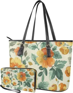 Tote Bag with Wallet for Women Fashion Lady Handbag with Strap Spacious Work-Ready Laptop Bag
