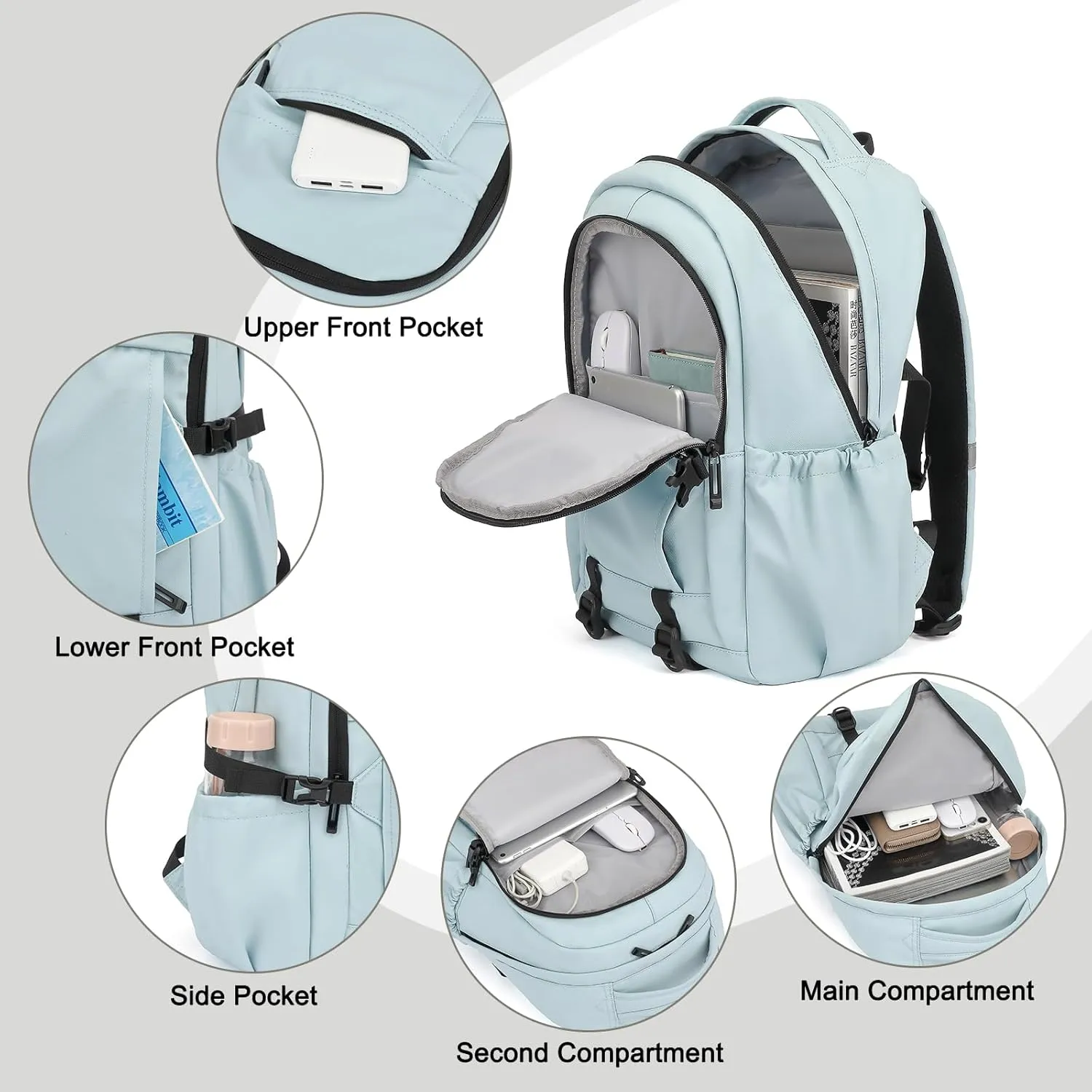 Travel Laptop Backpack for Women Men, 15.6 Inch Work Business College Backpacks School Bookbag Casual Daypack (Blue)