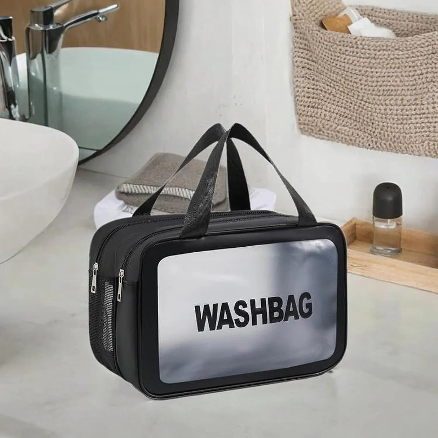 Travel Toiletry Bag, Makeup Storage Bag, Make Up Bag, Cosmetic Bag for Camping, Business Trip, Black M, Optional