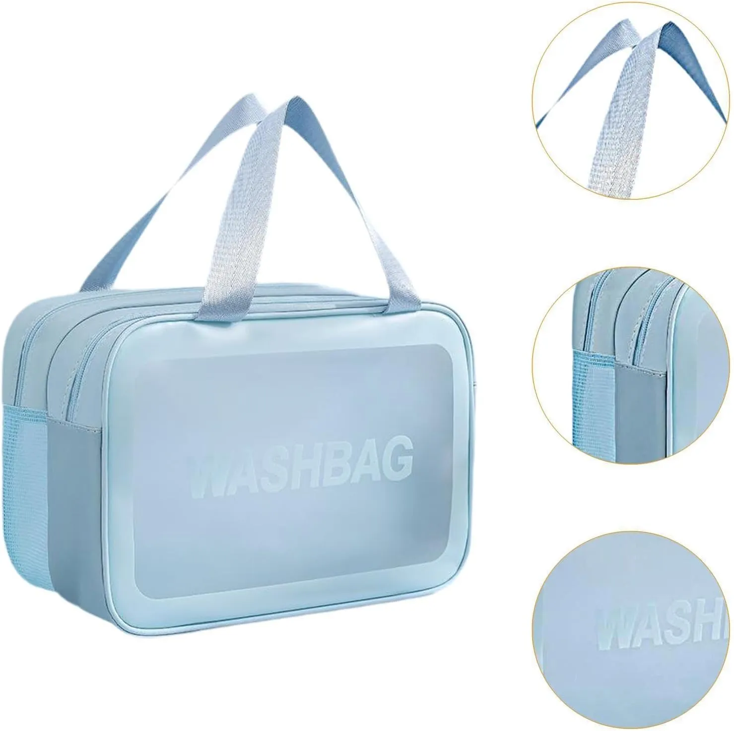 Travel Toiletry Bag, Makeup Storage Bag, Make Up Bag, Cosmetic Bag for Camping, Business Trip, Blue Color M, Optional