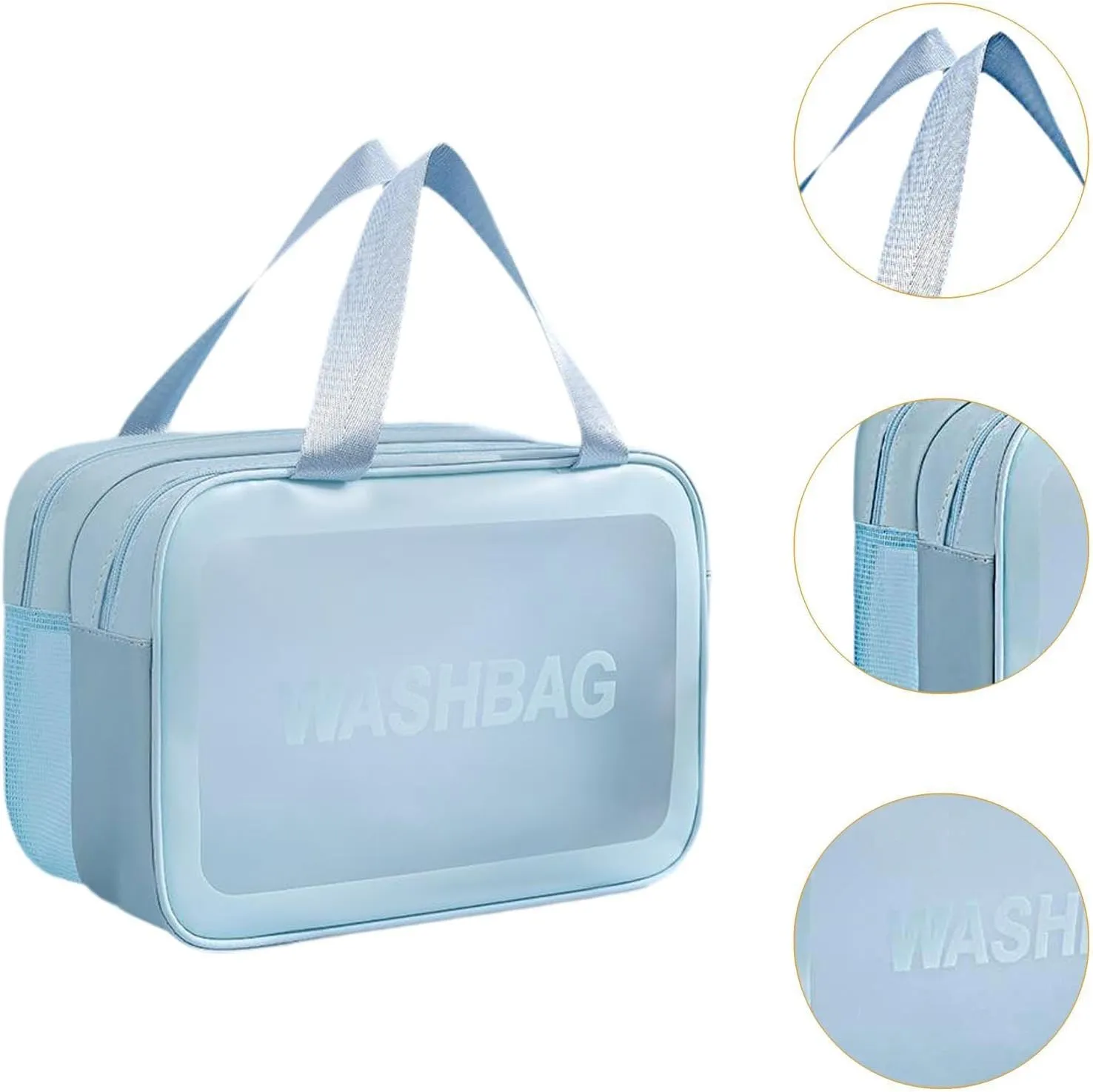Travel Toiletry Bag, Makeup Storage Bag, Make Up Bag, Cosmetic Bag for Camping, Business Trip, L Blue, Optional