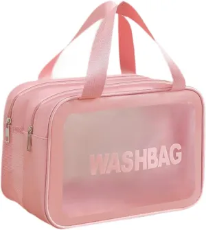 Travel Toiletry Bag, Makeup Storage Bag, Make Up Bag, Cosmetic Bag for Camping, Business Trip, Pink L