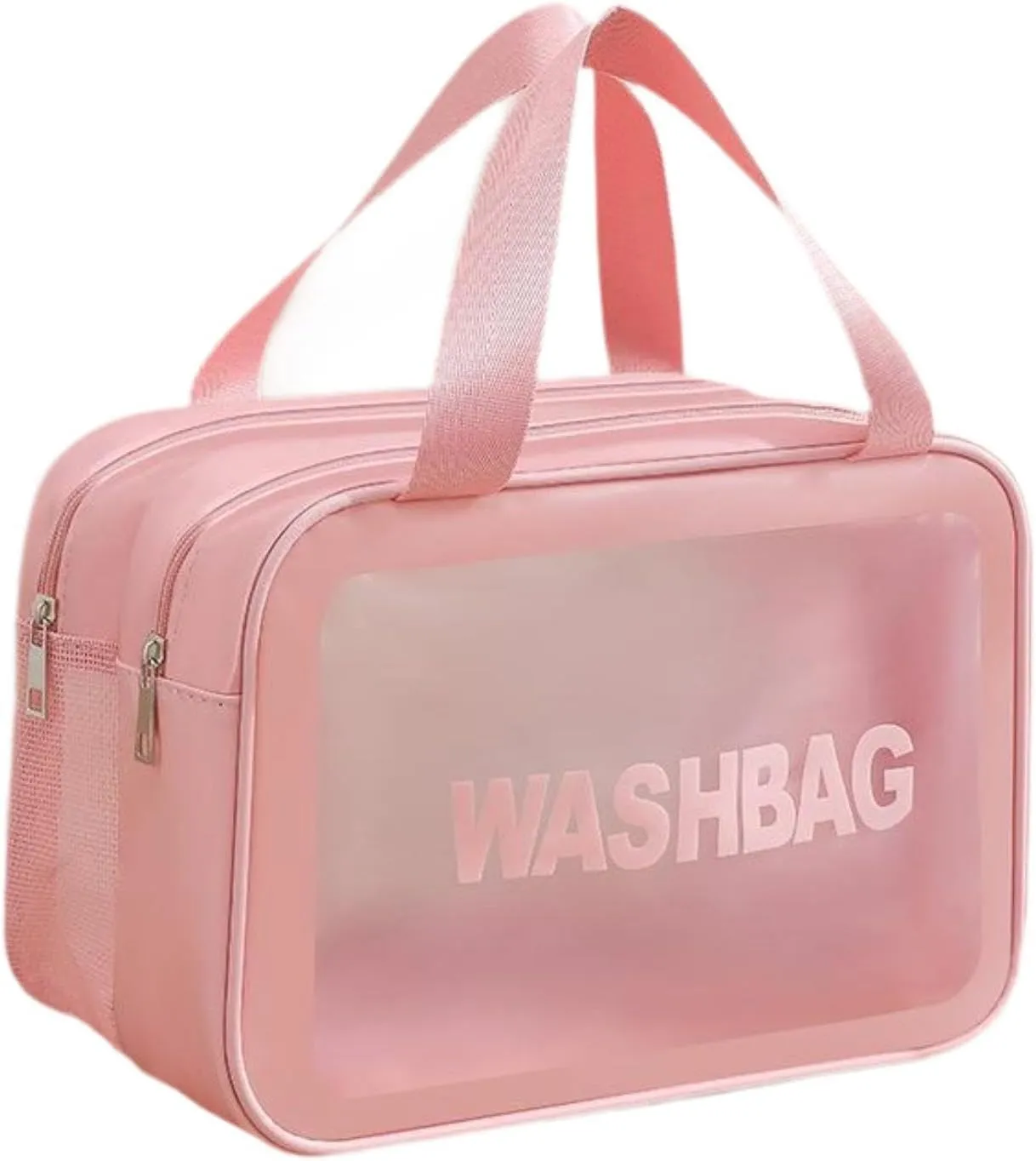 Travel Toiletry Bag, Makeup Storage Bag, Make Up Bag, Cosmetic Bag for Camping, Business Trip, Pink L