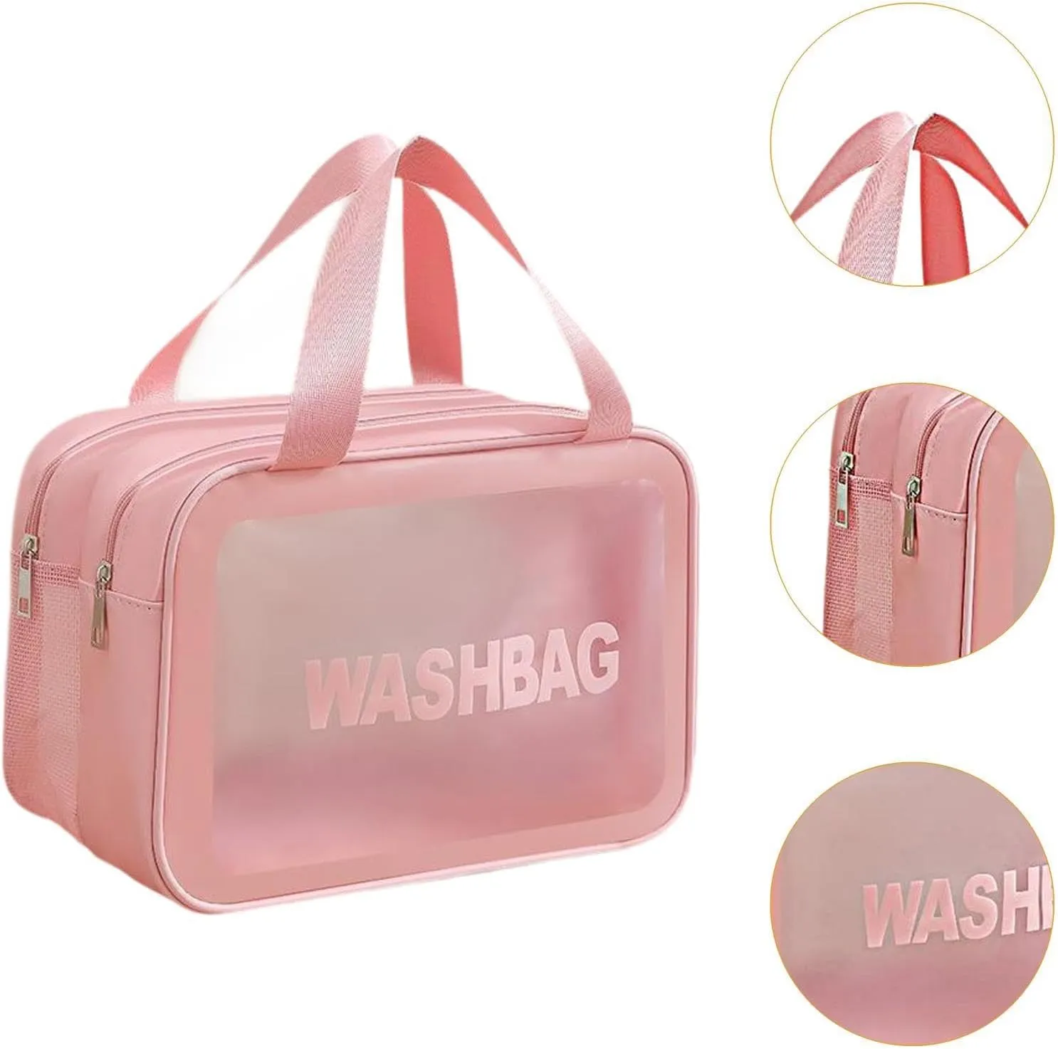 Travel Toiletry Bag, Makeup Storage Bag, Make Up Bag, Cosmetic Bag for Camping, Business Trip, Pink L