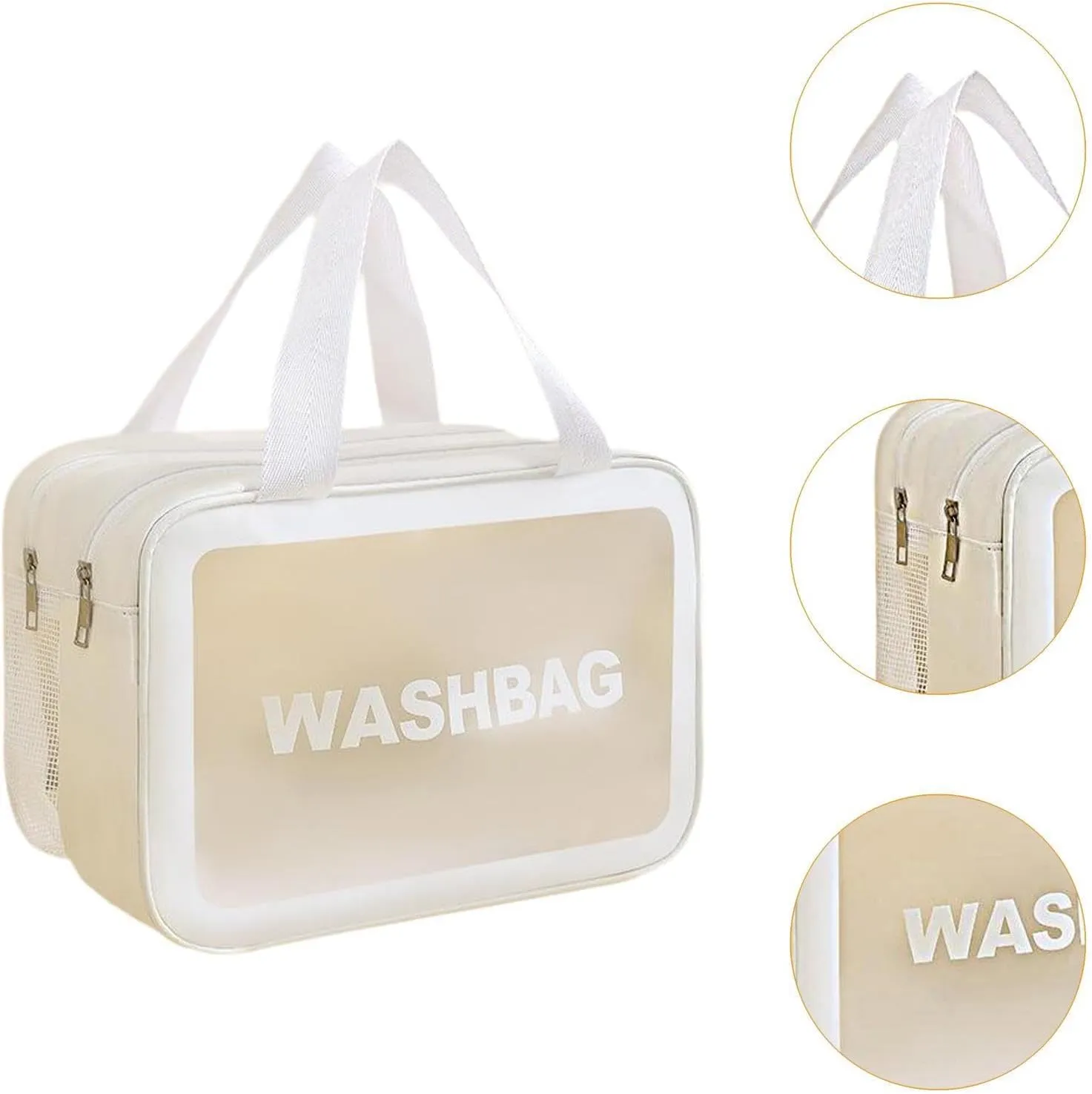 Travel Toiletry Bag, Makeup Storage Bag, Make Up Bag, Cosmetic Bag for Camping, Business Trip, White L