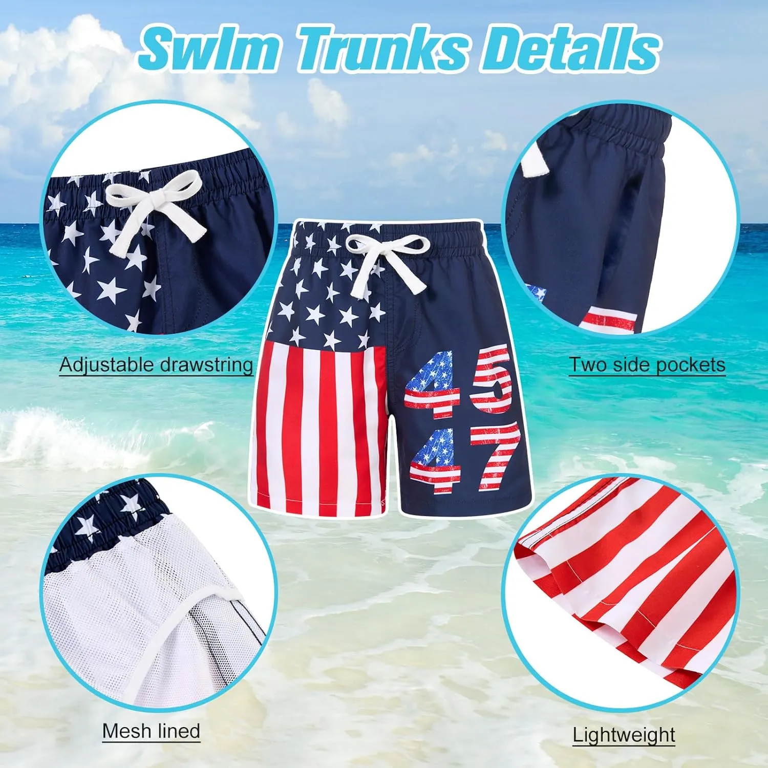 uideazone Boys Swim Trunks 3D Funny Print Surfing Board Shorts Quick Dry UPF 50  Swimsuit Beachwear with Mesh Lining 2-12T