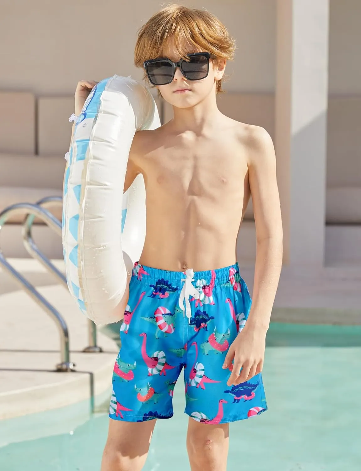 uideazone Boys Swim Trunks 3D Funny Print Surfing Board Shorts Quick Dry UPF 50  Swimsuit Beachwear with Mesh Lining 2-12T