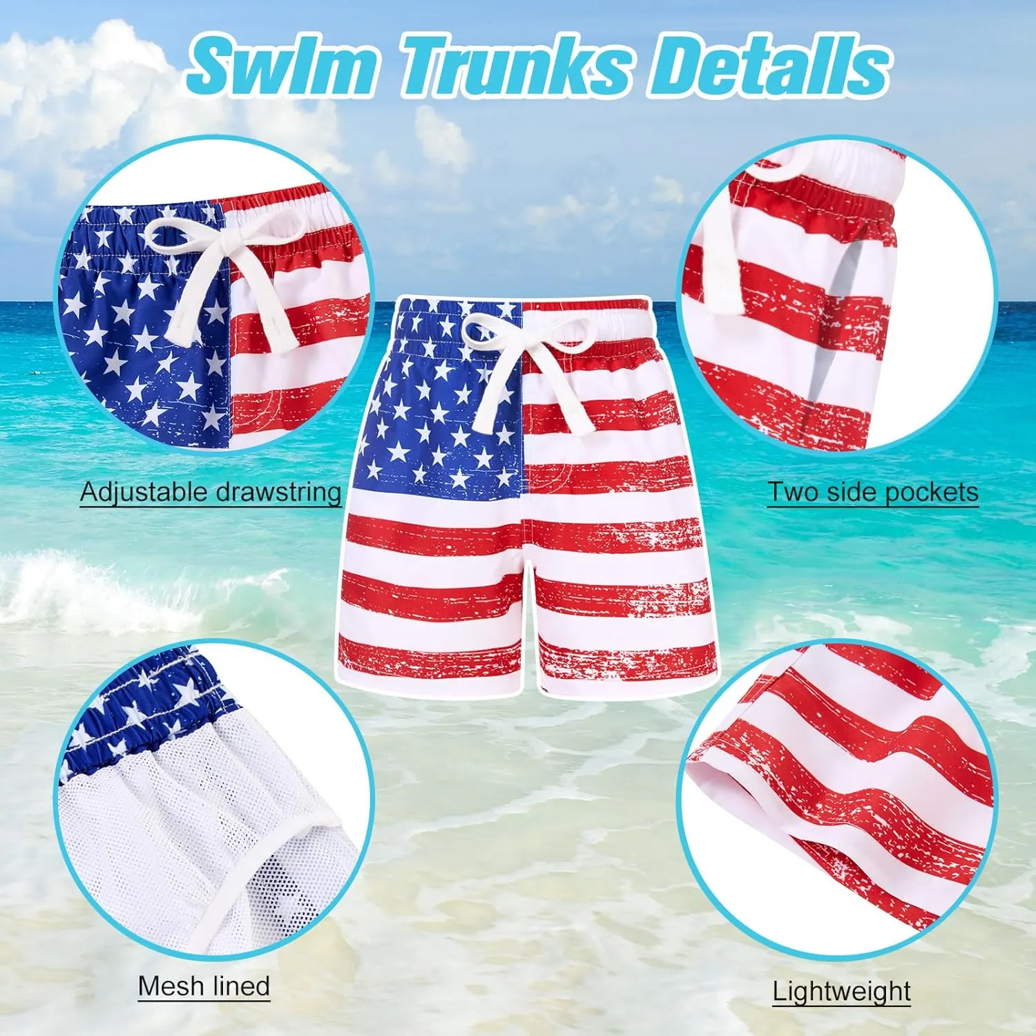 uideazone Boys Swim Trunks 3D Funny Print Surfing Board Shorts Quick Dry UPF 50  Swimsuit Beachwear with Mesh Lining 2-12T