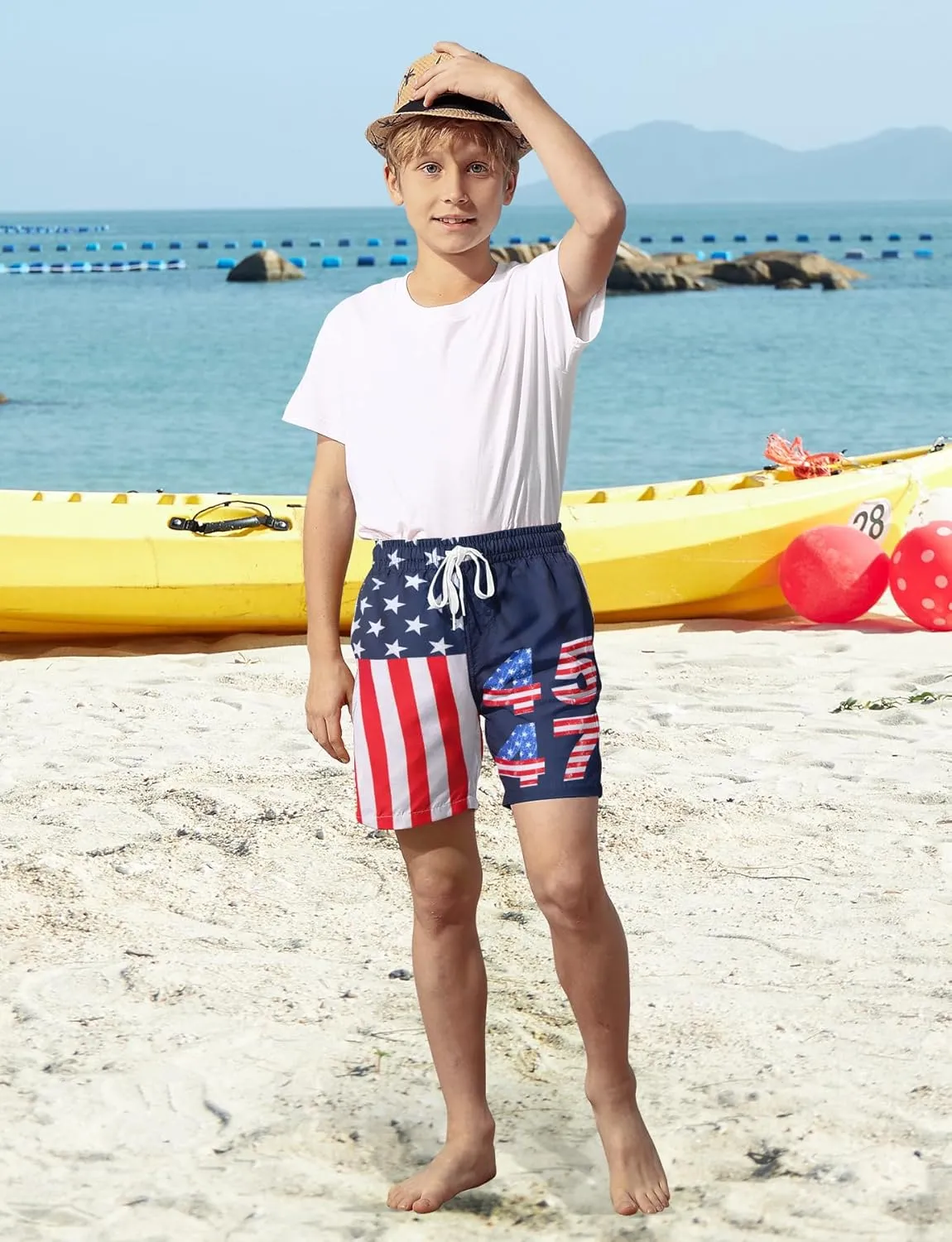 uideazone Boys Swim Trunks 3D Funny Print Surfing Board Shorts Quick Dry UPF 50  Swimsuit Beachwear with Mesh Lining 2-12T