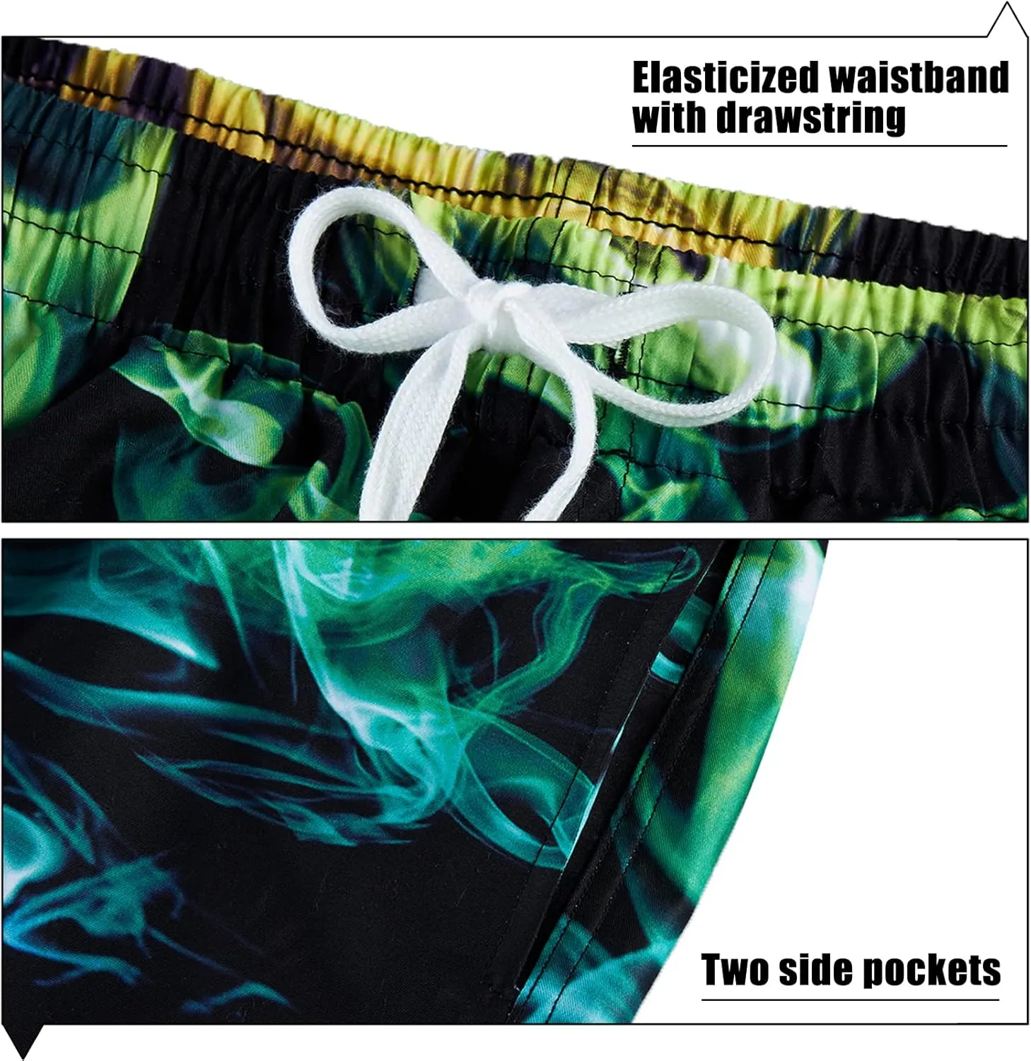 uideazone Boys Teens Swim Trunks Quick Dry Waterproof Surfing Board Shorts Drawstring Elastic Waist with Mesh Lining 5-14T