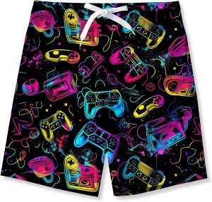 uideazone Boys Teens Swim Trunks Quick Dry Waterproof Surfing Board Shorts Drawstring Elastic Waist with Mesh Lining 5-14T