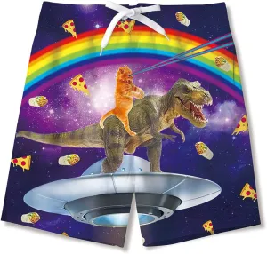 uideazone Boys Teens Swim Trunks Quick Dry Waterproof Surfing Board Shorts Drawstring Elastic Waist with Mesh Lining 5-14T
