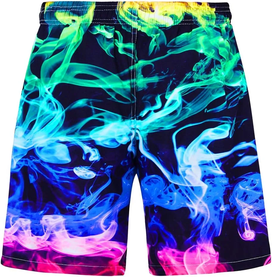uideazone Boys Teens Swim Trunks Quick Dry Waterproof Surfing Board Shorts Drawstring Elastic Waist with Mesh Lining 5-14T