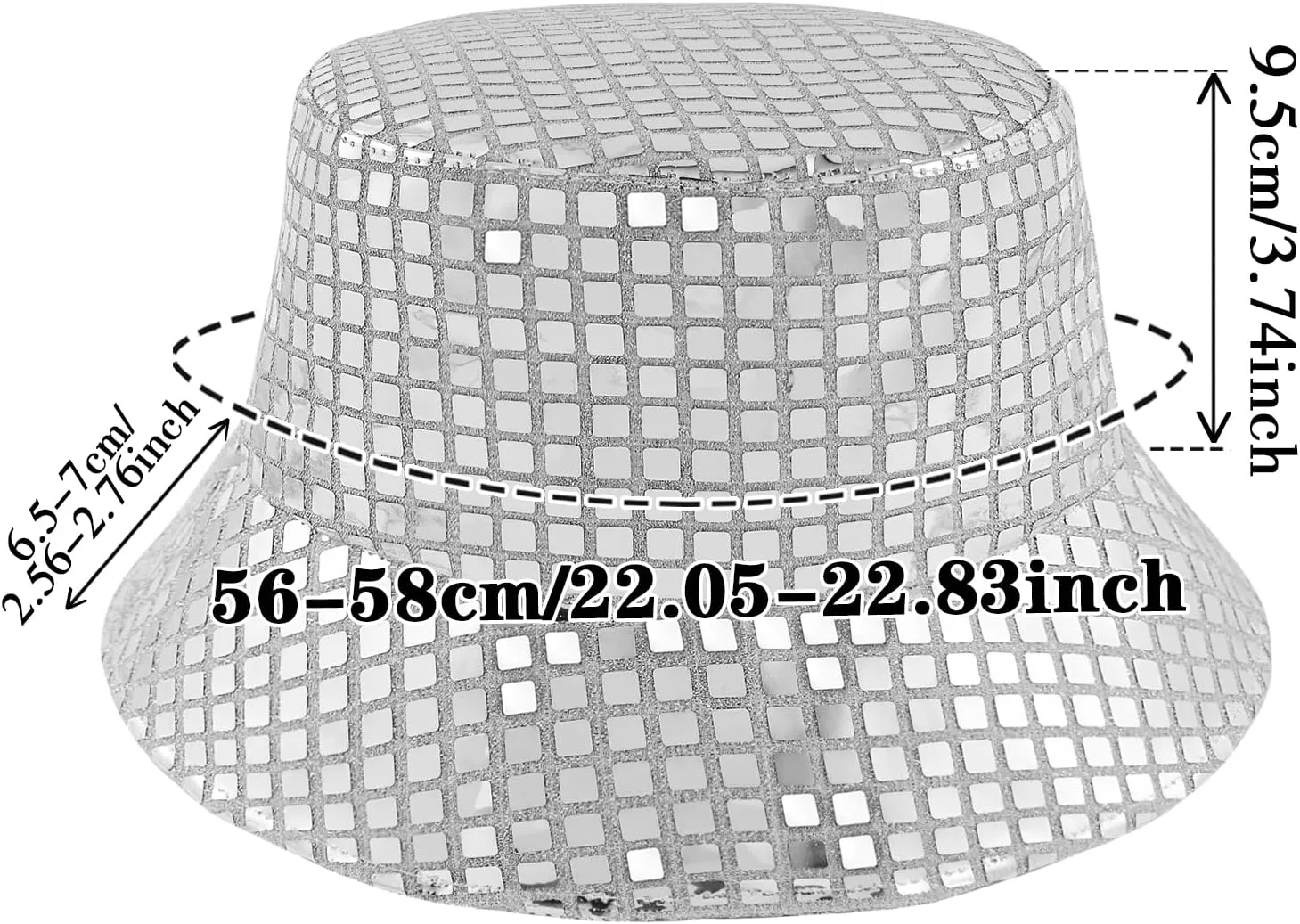 Unisex Metallic Bucket Hat Waterproof Holographic Bucket Hat Fishing Hat Trendy Hip Pop Sun Cap
