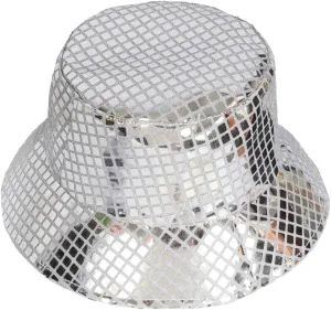 Unisex Metallic Bucket Hat Waterproof Holographic Bucket Hat Fishing Hat Trendy Hip Pop Sun Cap
