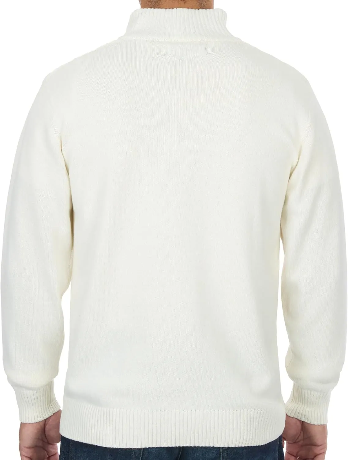 U.S. POLO ASSN. Mens Solid Texture Chest Stripe 1/4 Zip Pullover Sweater