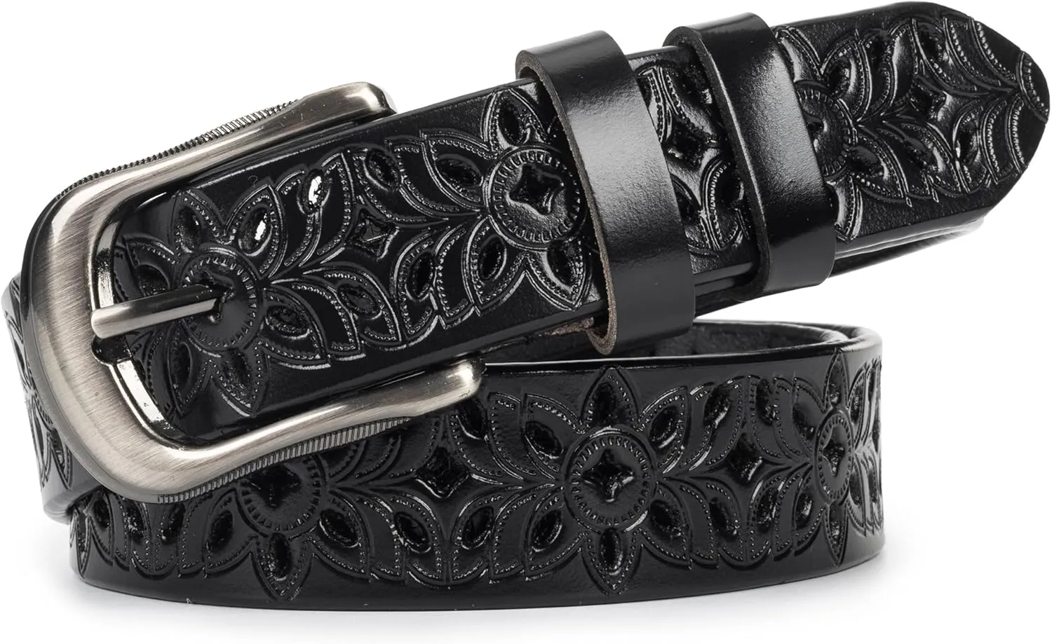 UTOWO Adjustable Vintage Western-Belts for Women Men - Engraved Buckle Cowgirl-Cowboy-Belt for Jeans fit 28-38" waist
