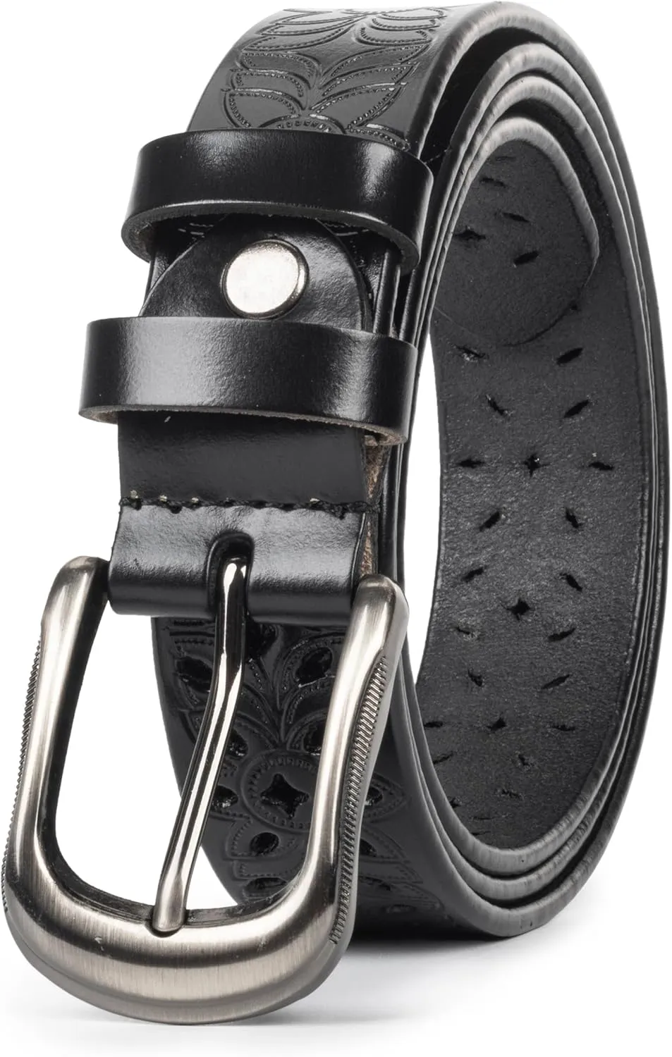 UTOWO Adjustable Vintage Western-Belts for Women Men - Engraved Buckle Cowgirl-Cowboy-Belt for Jeans fit 28-38" waist