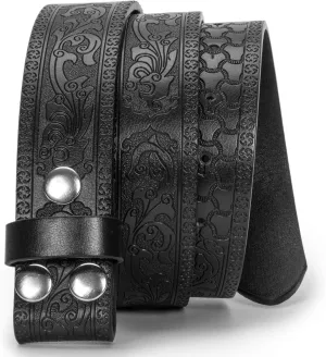 UTOWO Men Women Retro Belt Strap without Buckle 1.5" Wide Classic Western Embossed PU-Leather Belt for Jeans
