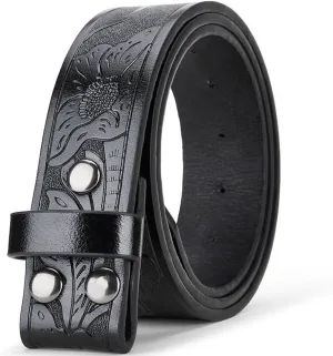 UTOWO Men Women Retro Belt Strap without Buckle 1.5" Wide Classic Western Embossed PU-Leather Belt for Jeans