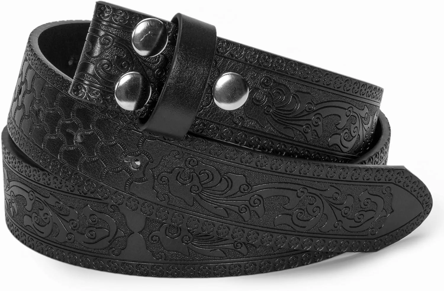 UTOWO Men Women Retro Belt Strap without Buckle 1.5" Wide Classic Western Embossed PU-Leather Belt for Jeans