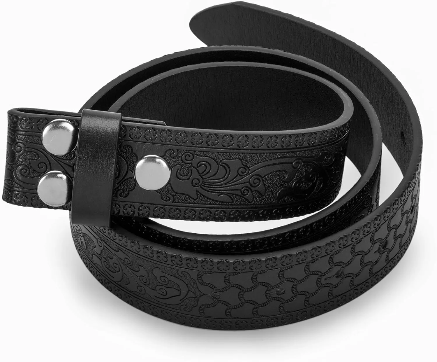 UTOWO Men Women Retro Belt Strap without Buckle 1.5" Wide Classic Western Embossed PU-Leather Belt for Jeans