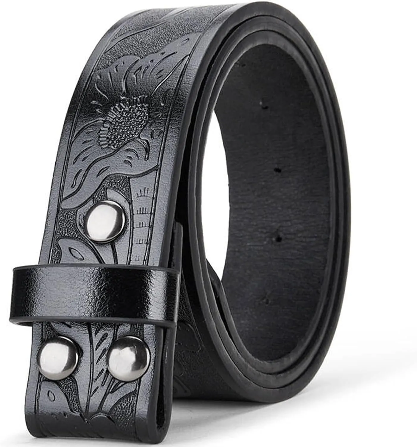 UTOWO Men Women Retro Belt Strap without Buckle 1.5" Wide Classic Western Embossed PU-Leather Belt for Jeans