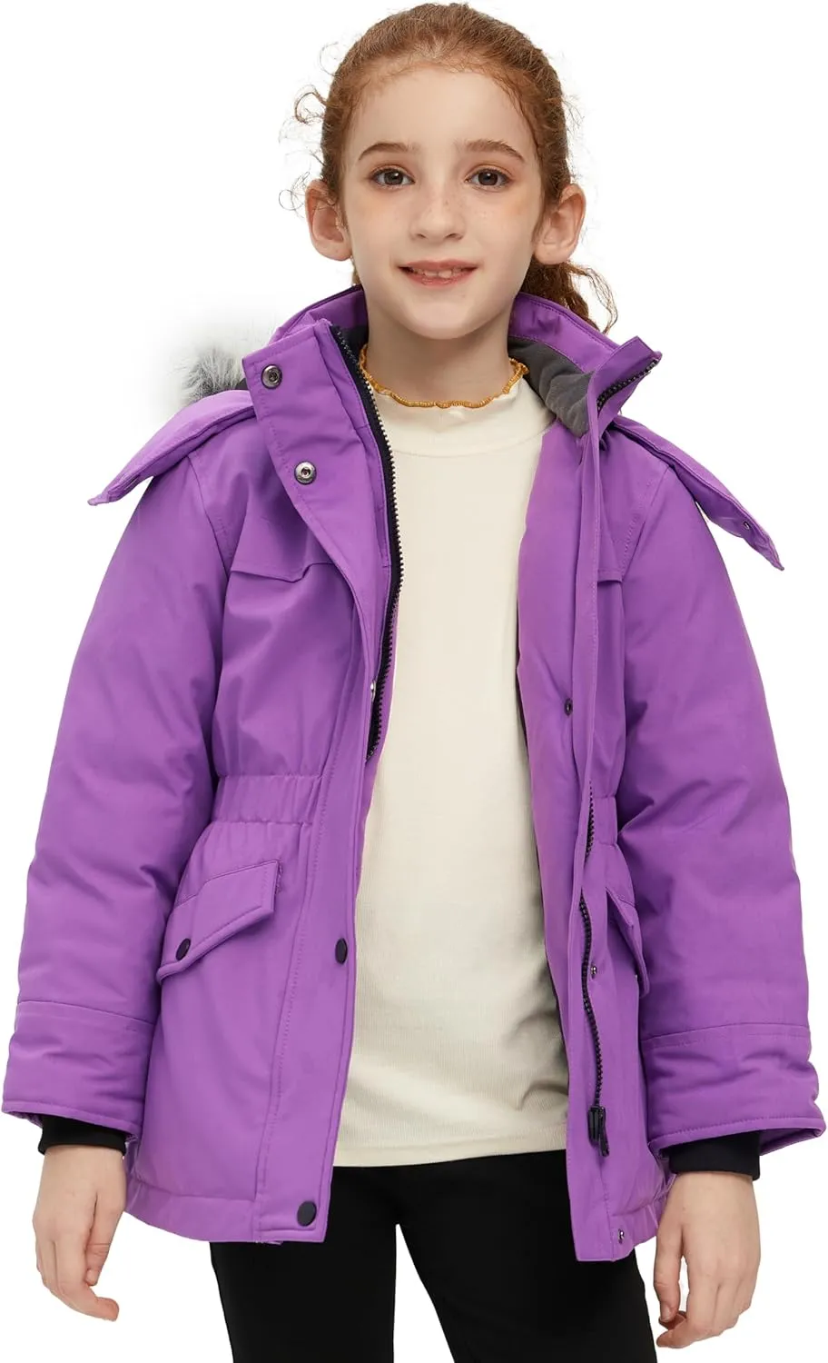 wantdo Girl's Winter Coat Waterproof Puffer Jacket Warm Hooded Parka