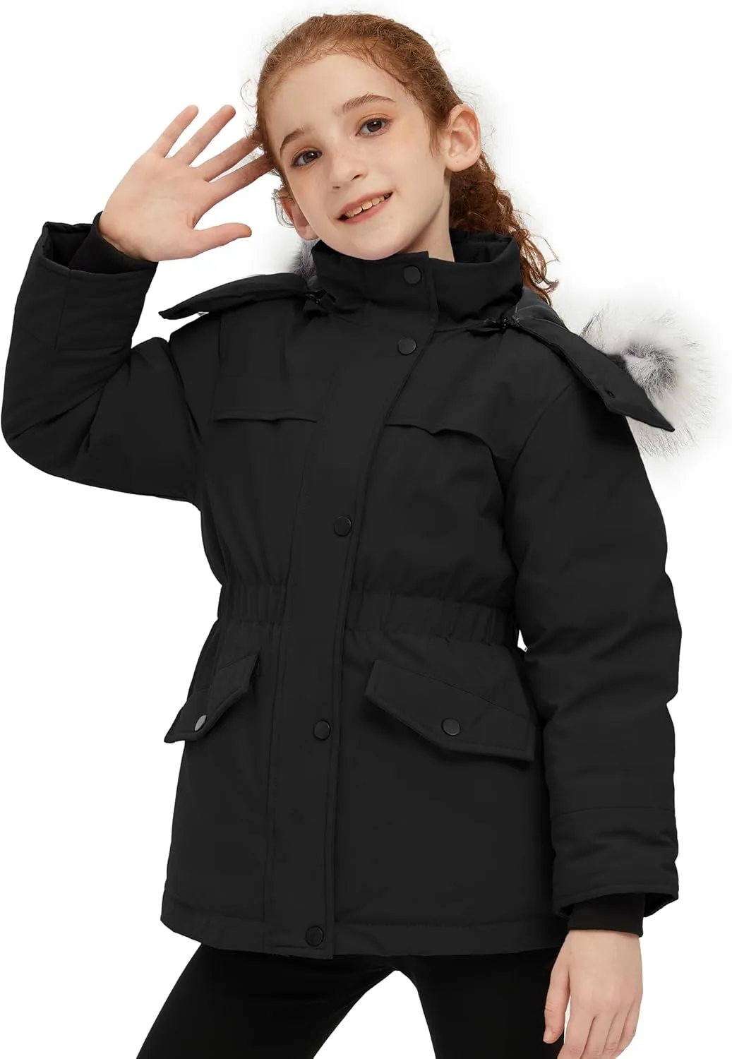 wantdo Girl's Winter Coat Waterproof Puffer Jacket Warm Hooded Parka