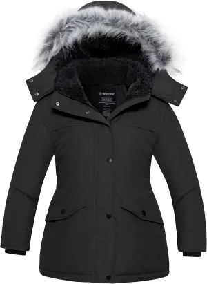 wantdo Girl's Winter Coat Waterproof Puffer Jacket Warm Hooded Parka