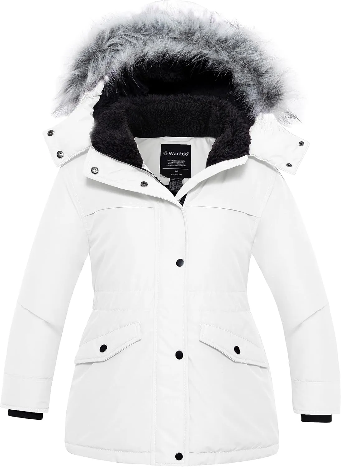 wantdo Girl's Winter Coat Waterproof Puffer Jacket Warm Hooded Parka