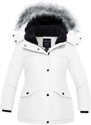 wantdo Girl's Winter Coat Waterproof Puffer Jacket Warm Hooded Parka