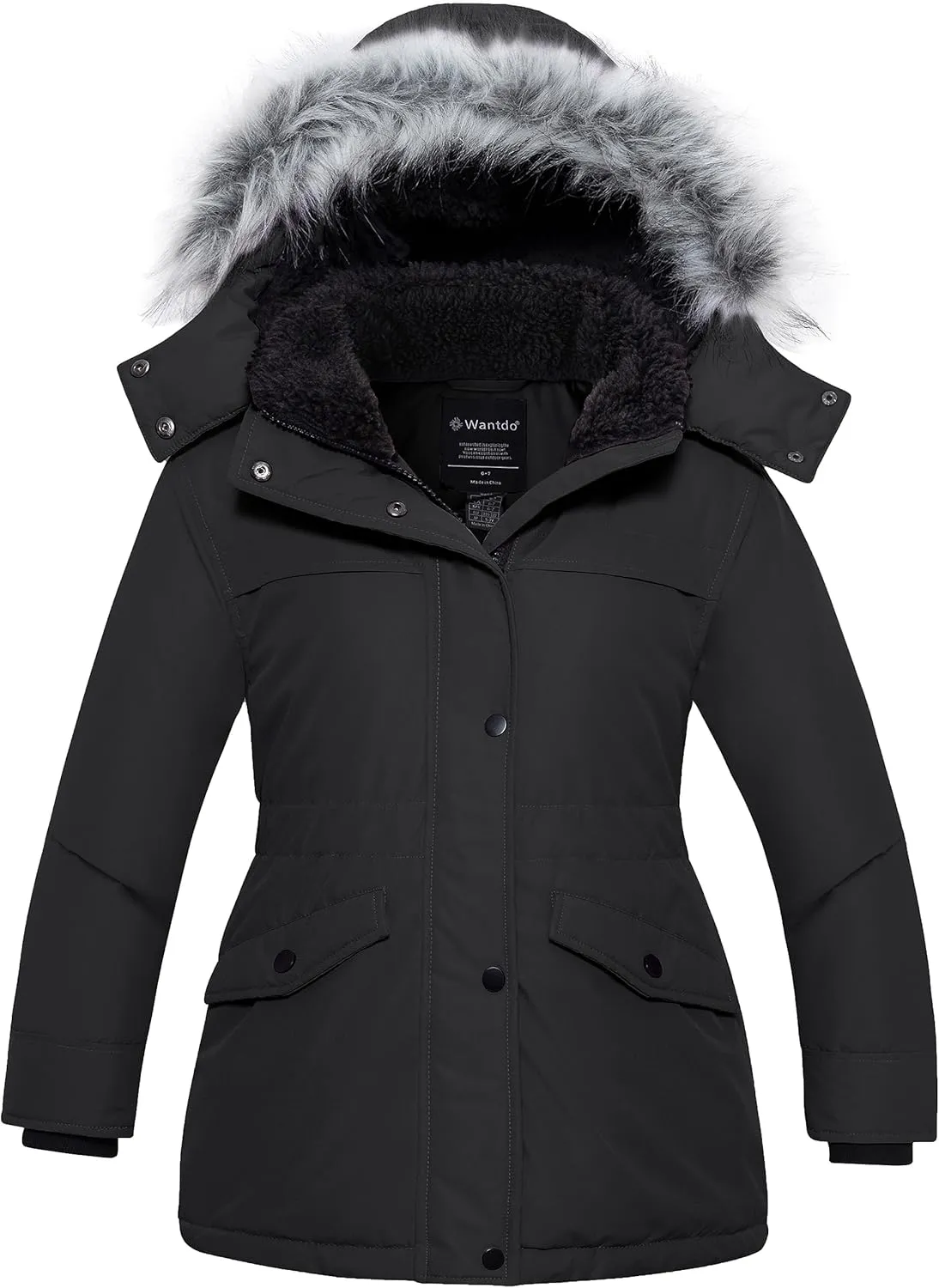 wantdo Girl's Winter Coat Waterproof Puffer Jacket Warm Hooded Parka