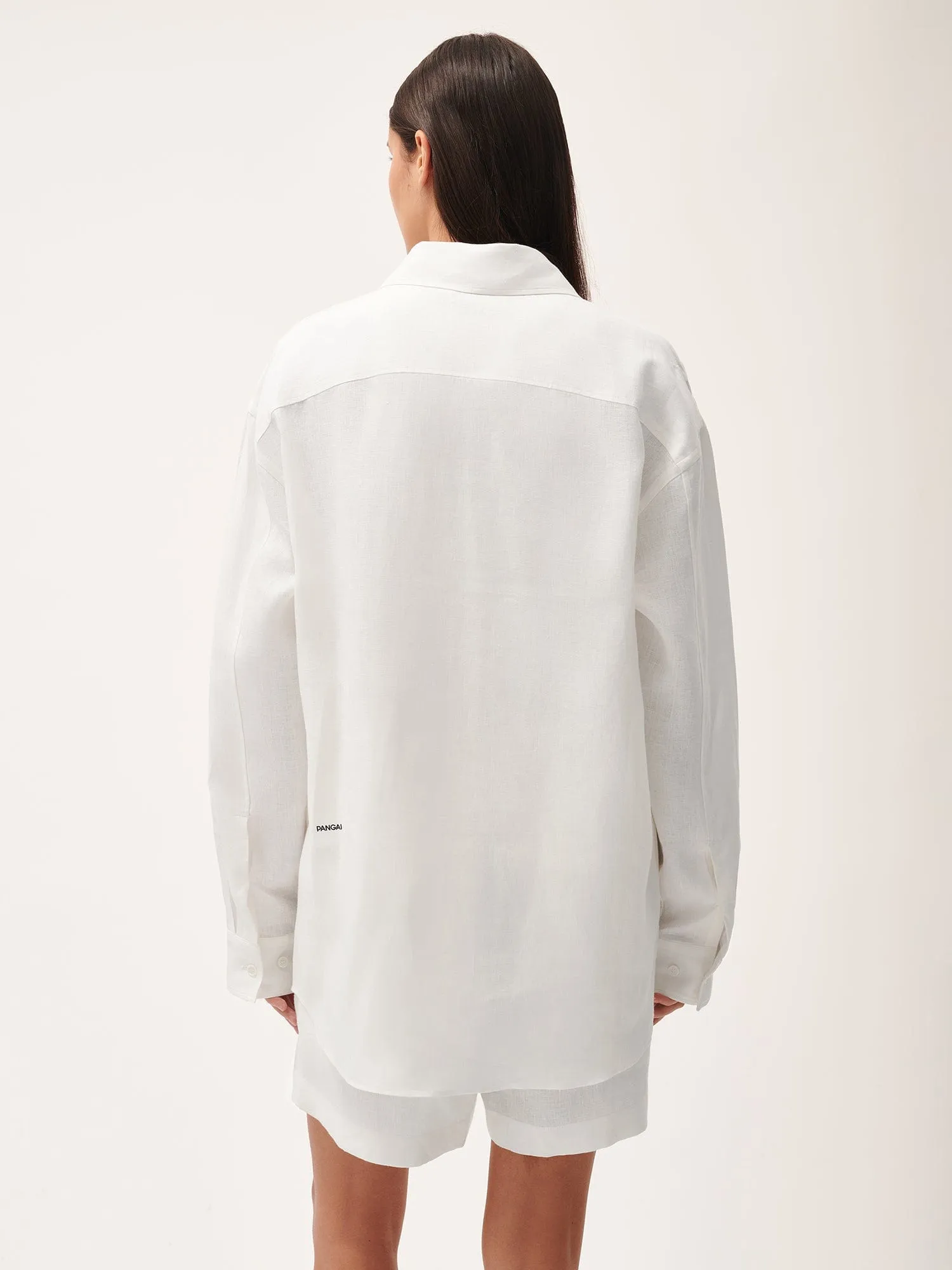 Womens Aloe Linen Collared Long Sleeve Shirtoff-white