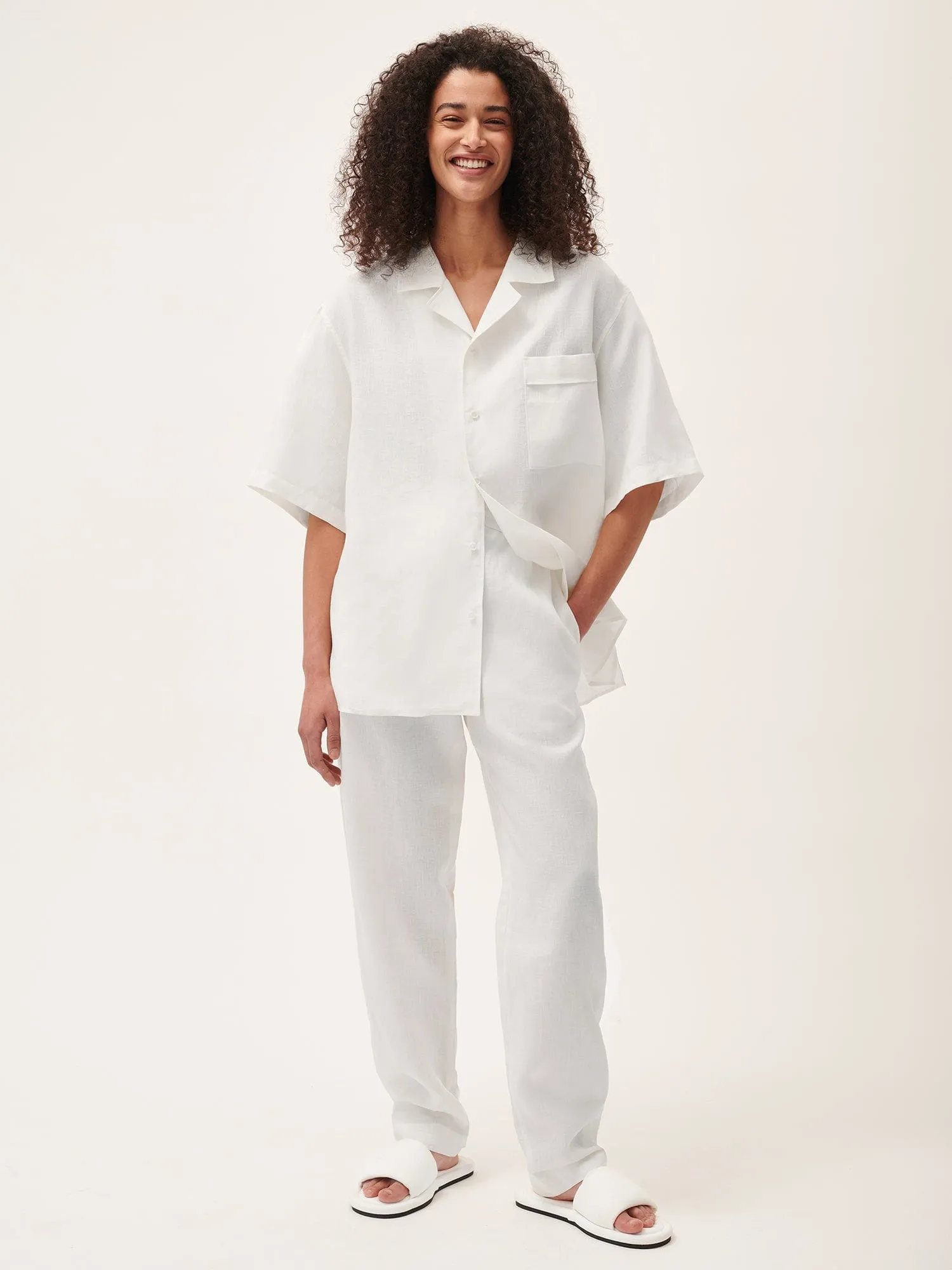 Womens Aloe Linen Trousersoff-white