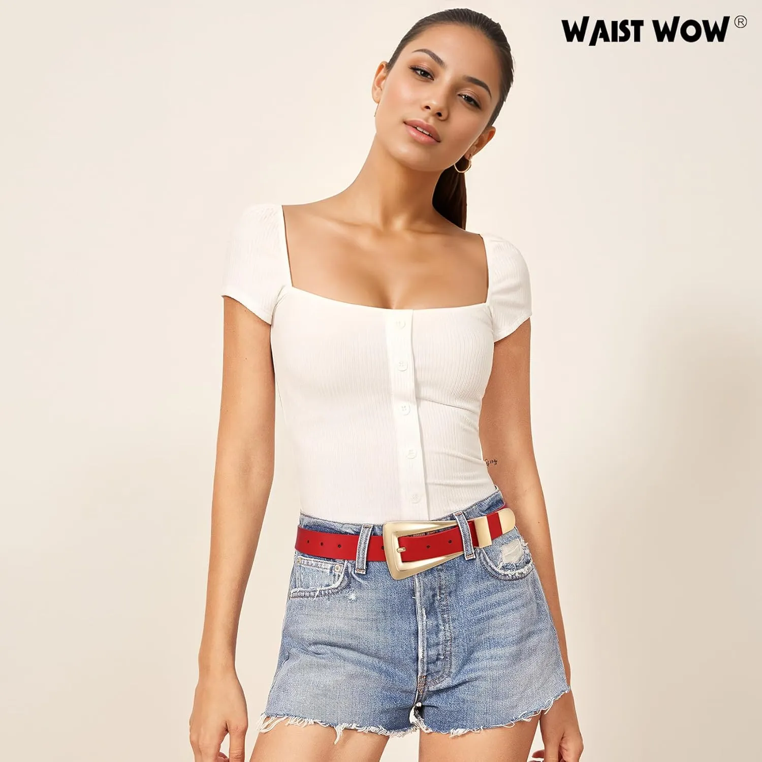 Women's Leather Belts for Jeans Pants Fashion Leather Waist Belt Ladies Dress Belts with Gold/Silver Buckle
