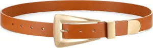 Women's Leather Belts for Jeans Pants Fashion Leather Waist Belt Ladies Dress Belts with Gold/Silver Buckle