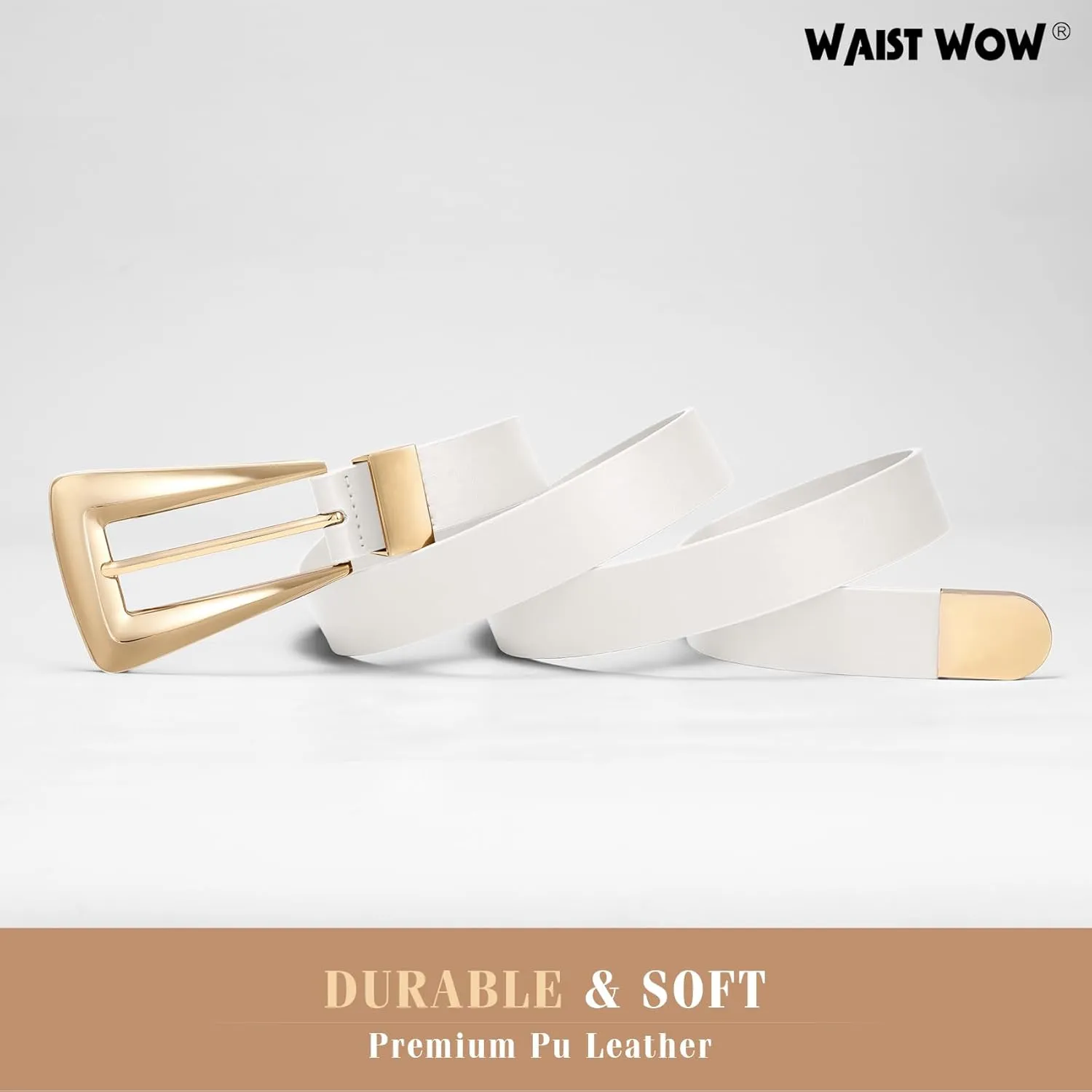 Women's Leather Belts for Jeans Pants Fashion Leather Waist Belt Ladies Dress Belts with Gold/Silver Buckle