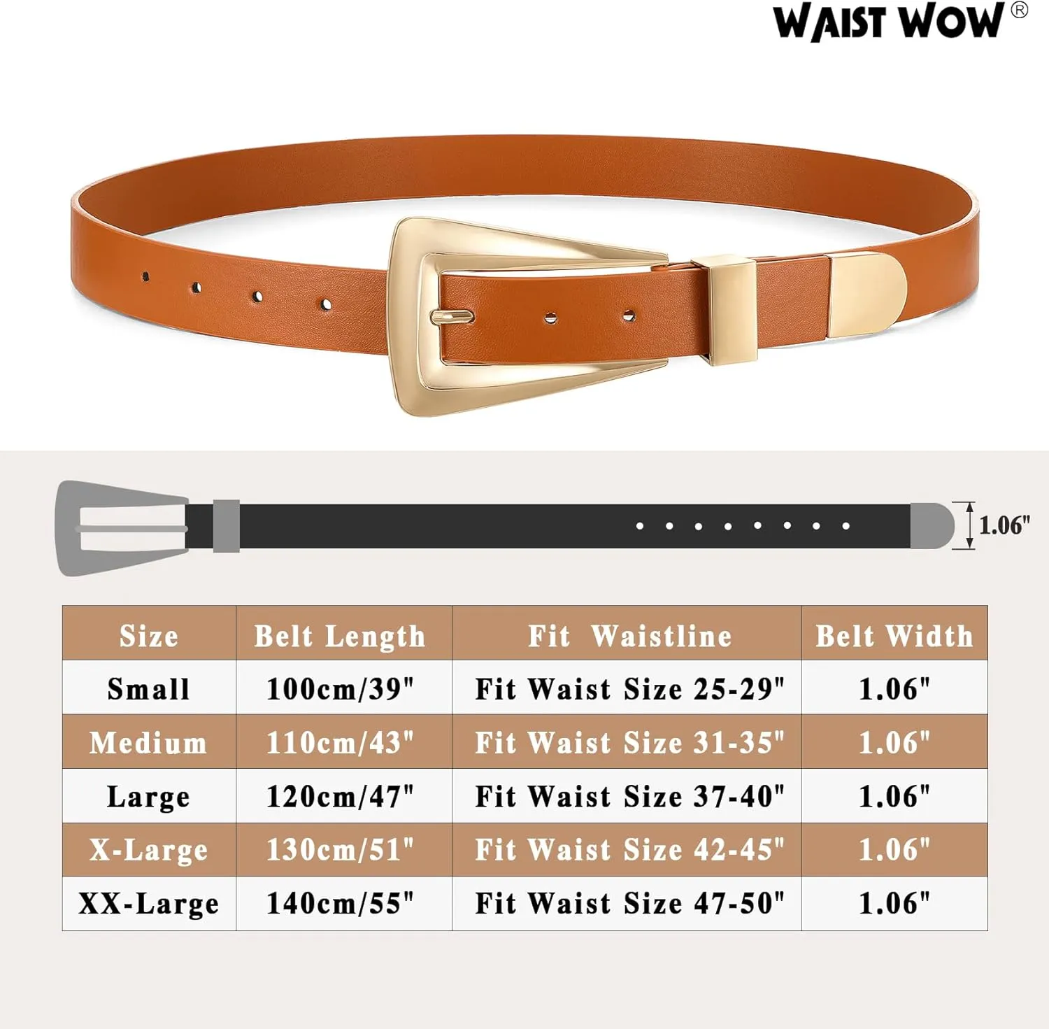 Women's Leather Belts for Jeans Pants Fashion Leather Waist Belt Ladies Dress Belts with Gold/Silver Buckle