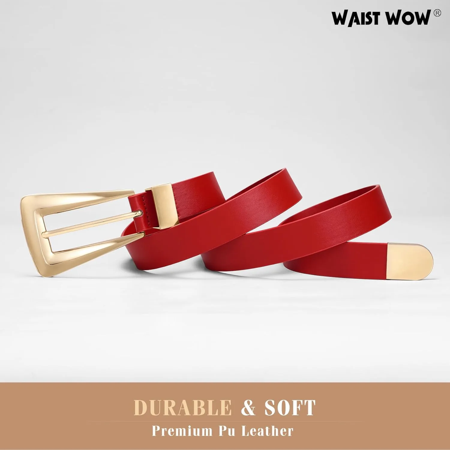 Women's Leather Belts for Jeans Pants Fashion Leather Waist Belt Ladies Dress Belts with Gold/Silver Buckle