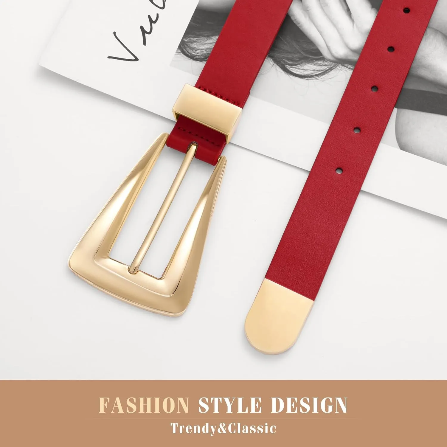 Women's Leather Belts for Jeans Pants Fashion Leather Waist Belt Ladies Dress Belts with Gold/Silver Buckle