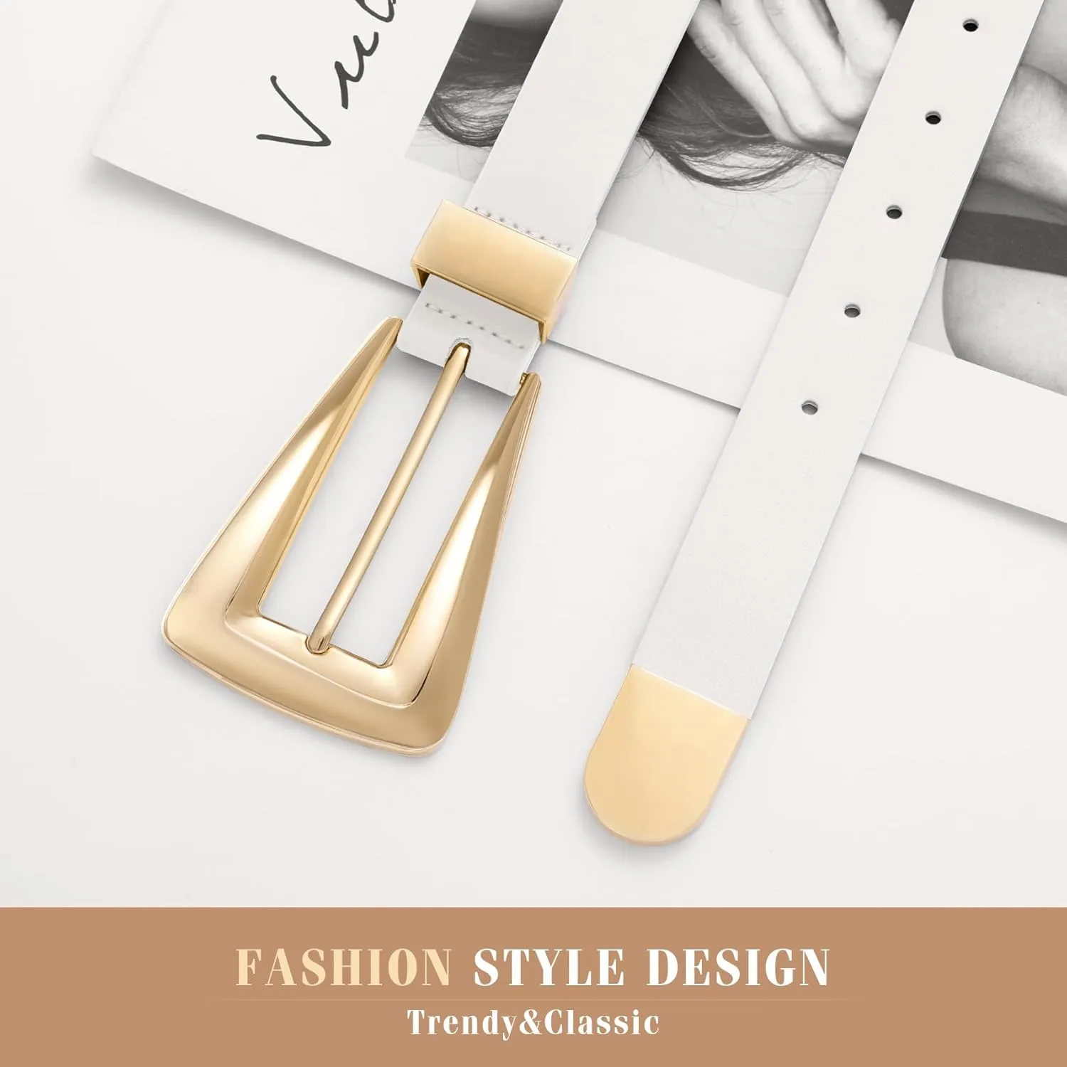 Women's Leather Belts for Jeans Pants Fashion Leather Waist Belt Ladies Dress Belts with Gold/Silver Buckle