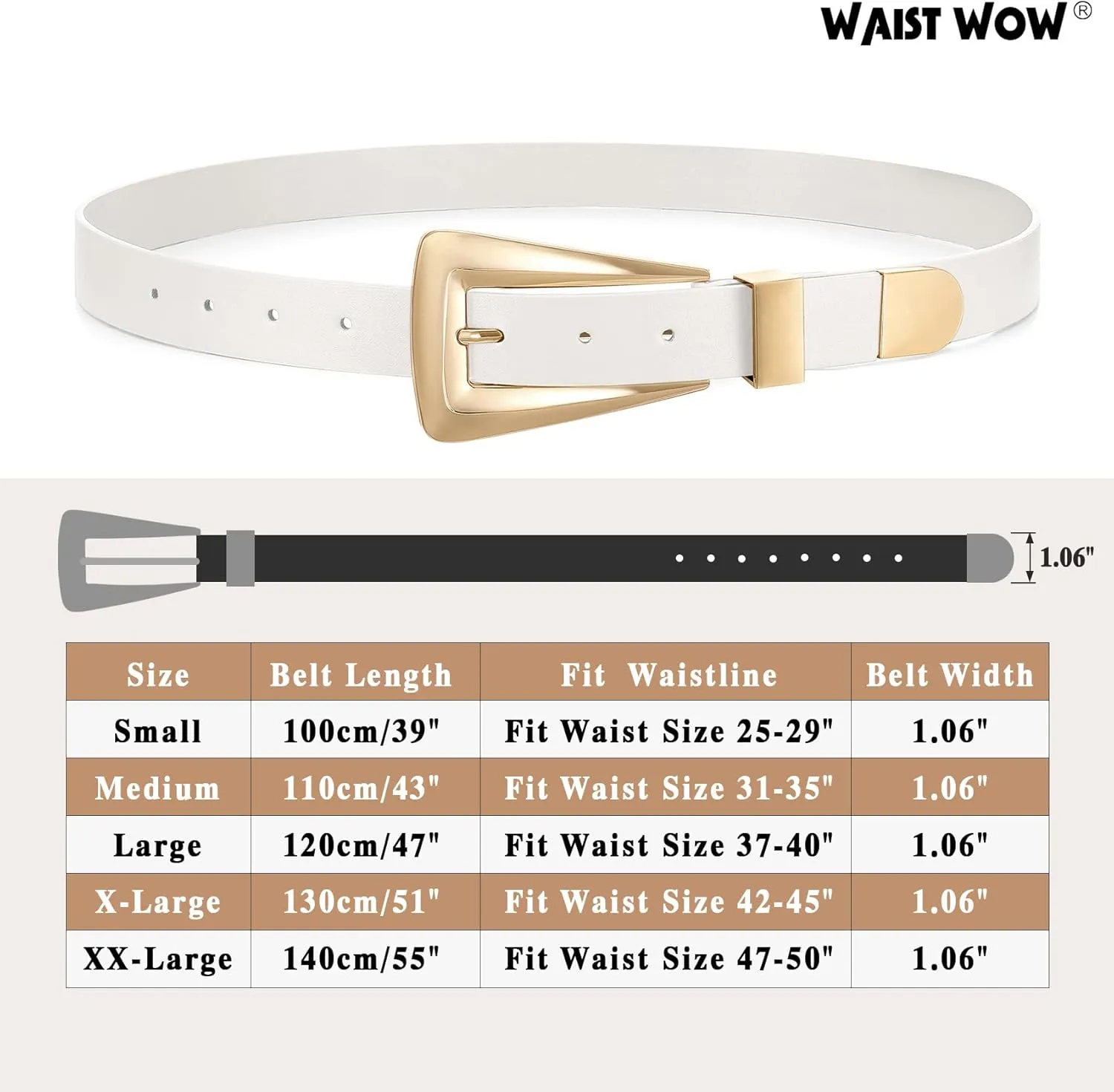Women's Leather Belts for Jeans Pants Fashion Leather Waist Belt Ladies Dress Belts with Gold/Silver Buckle