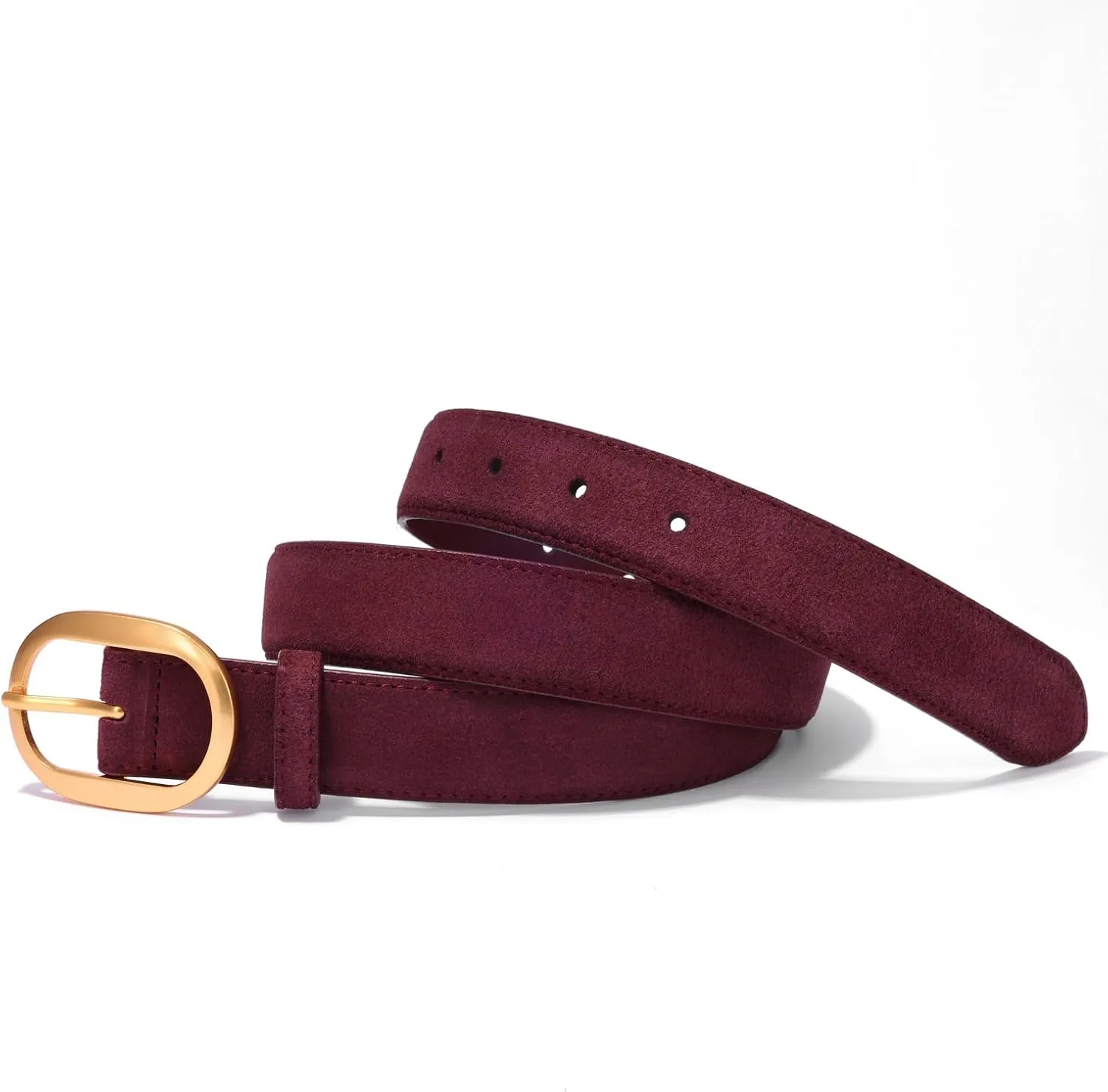 Womens Leather Suede Belt Brown Waist Belt for Casual Dress Jeans Ladies Genuine Leather Gold Buckle Belt