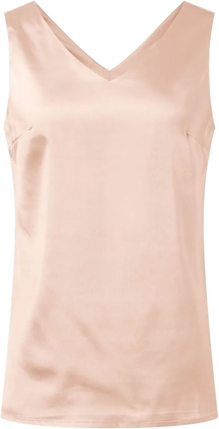 Womens Silk Satin Tank Tops V Neck Casual Cami Sleeveless Camisole Blouses Summer Basic Tank Shirt