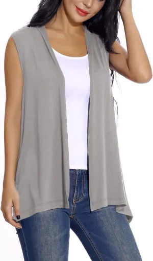 Women's Sleeveless Open Front Cardigan Vest Lightweight Cool Coat
