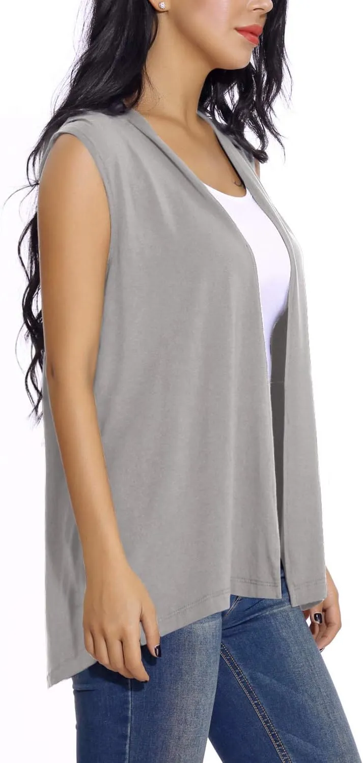 Women's Sleeveless Open Front Cardigan Vest Lightweight Cool Coat