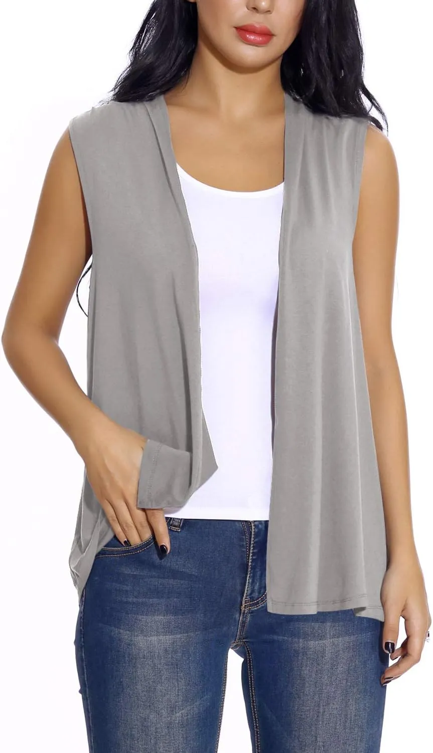 Women's Sleeveless Open Front Cardigan Vest Lightweight Cool Coat