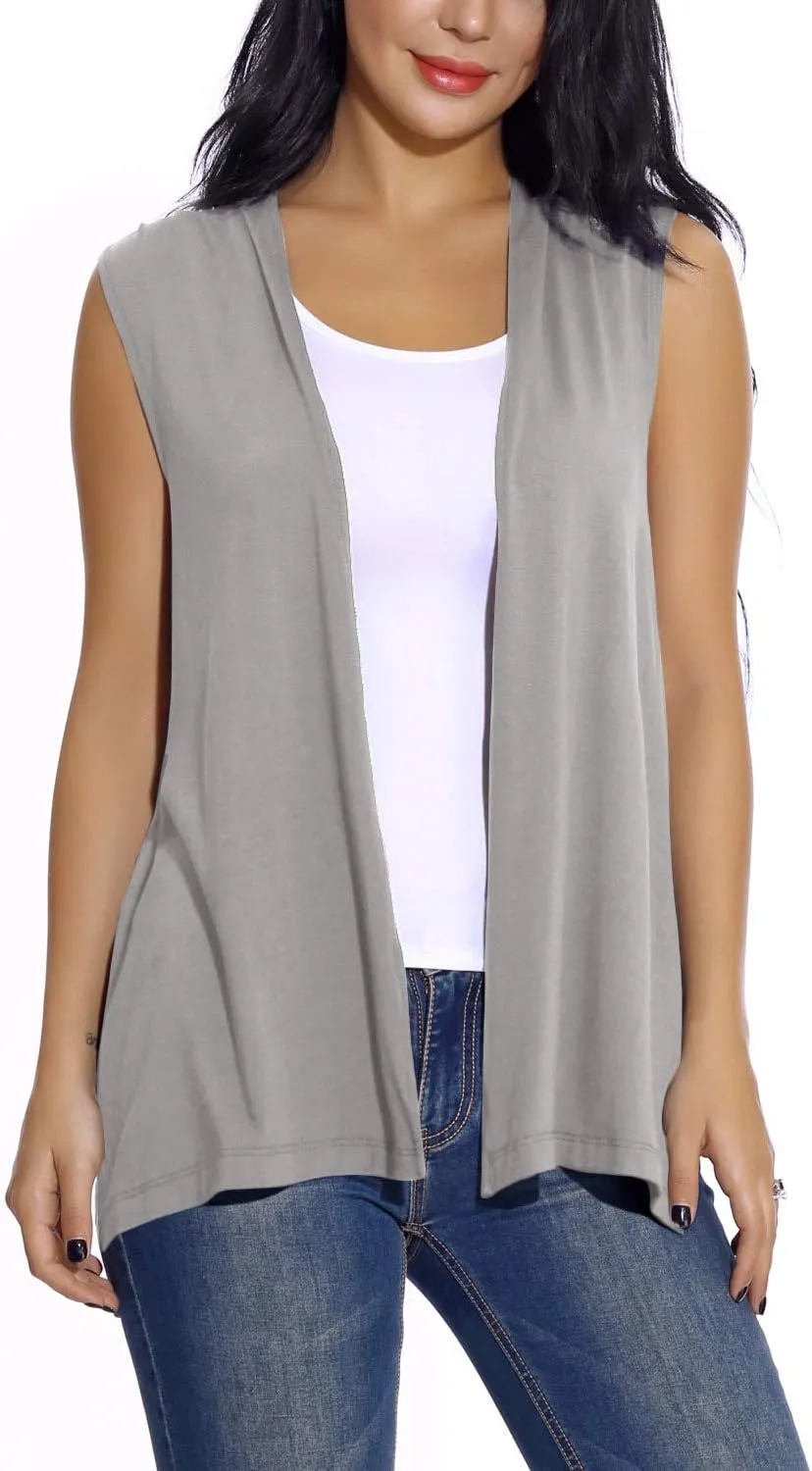Women's Sleeveless Open Front Cardigan Vest Lightweight Cool Coat