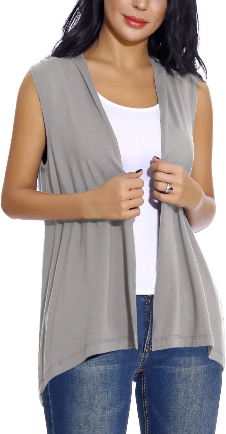 Women's Sleeveless Open Front Cardigan Vest Lightweight Cool Coat